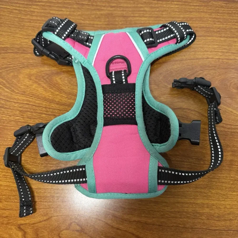 No Pull Dog Harness, Reflective Adjustable Vest, with a Training Handle S Pink